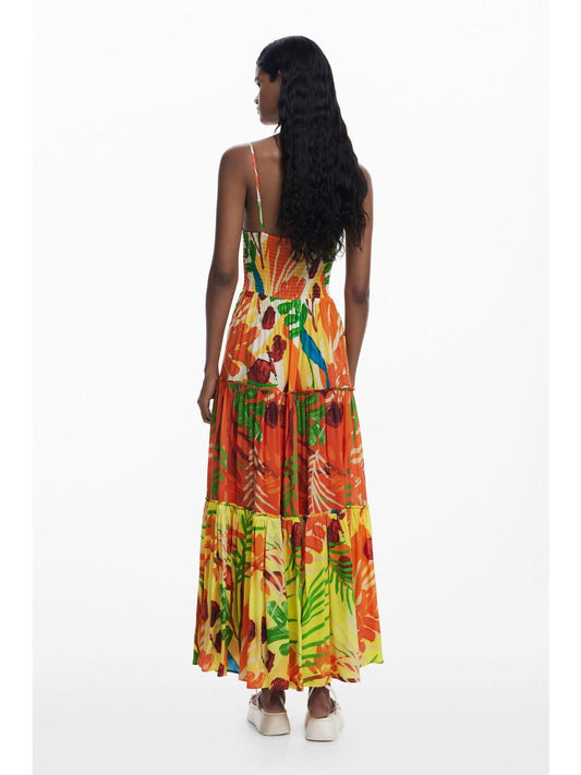 Desigual Abito con volant tropicale Donna Finiture del mare