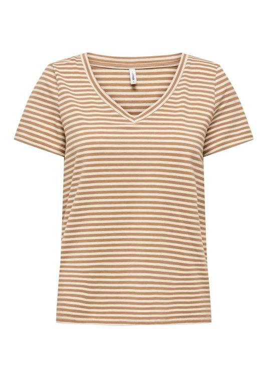 Only Women's T-Shirt Venus Brown And Birch Grey