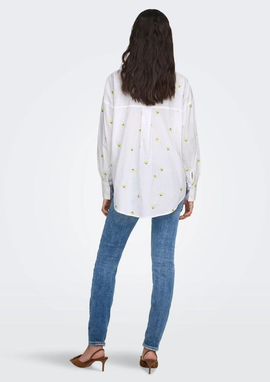 Jacqueline De Yong Women's Shirt Nelly White Yellow Flowers