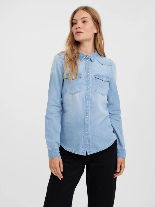 Vero Moda Women's Light Blue VMMalou Shirt