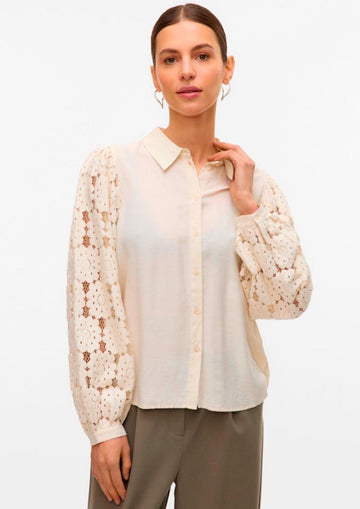 Vero Moda Women's Fabena Shirt in White Birch