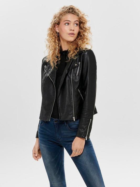 Only Women's Faux Leather Jacket Onlgemma Black