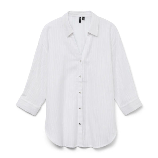 Vero Moda Camicia Donna VMOLLA Maniche 3/4 Bright White con Filo Lurex Argento 10329382 Bright White VERO MODA 