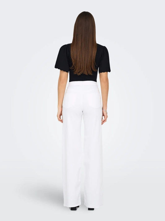 Only Women's White Wide Fit Onlmadison Jeans