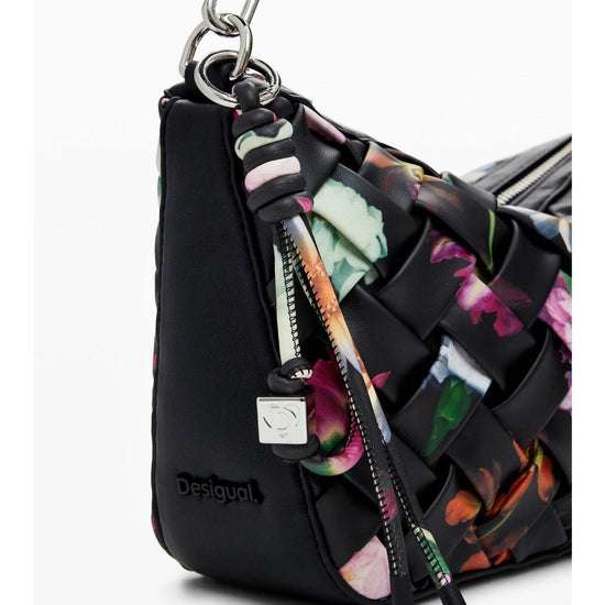 Desigual Borsa intrecciata piccola con fiori Donna Nero 25SAXPBQ 2000 DESIGUAL 