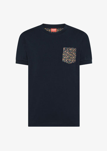 Sun68 - T-Shirt Uomo Bianca e Blu Navy