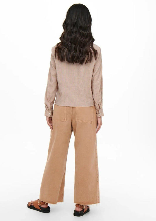 Only Women's Shirt Lecey Brown White Lines