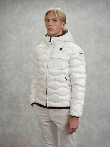 Blauer Bryant Men's Winter Jacket, Optical White, Beige Interior