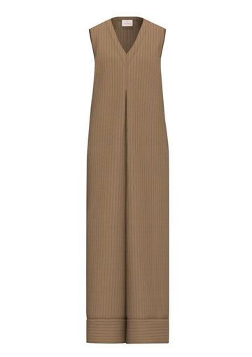 Emme Marella - Women's Camel Black Stripe Jumpsuit