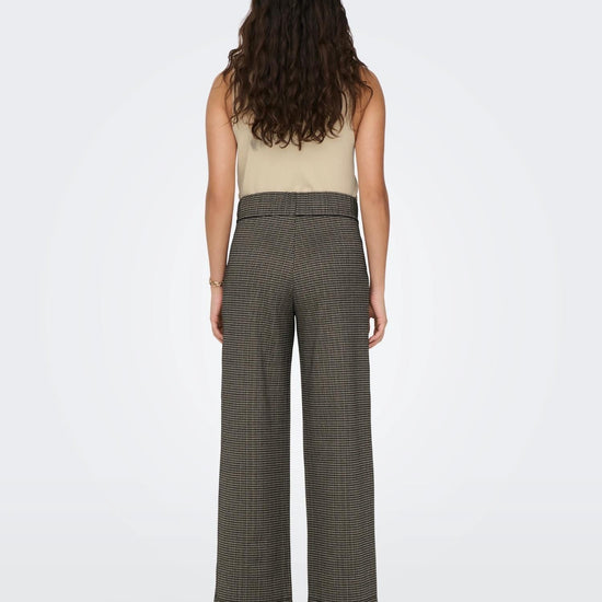 Jacqueline De Yong JDYGEGGO Wide Leg Fit Pantaloni Donna Cobblestone 15242797 Cobblestone MINI CHECK JACQUELINE DE YONG 