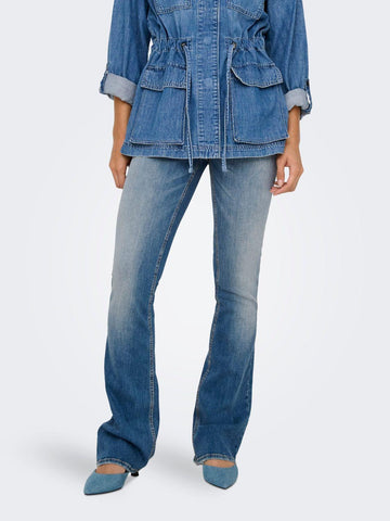 Jeans a zampa d'elefante Donna Medium Blue Denim