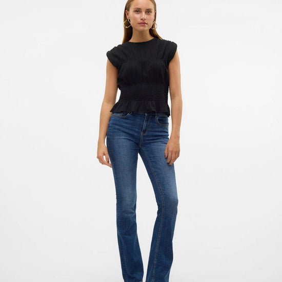 Vero Moda VMFLASH Vita media Flared Fit Jeans Donna Dark Blue Denim 10310511 Dark Blue Denim VERO MODA 