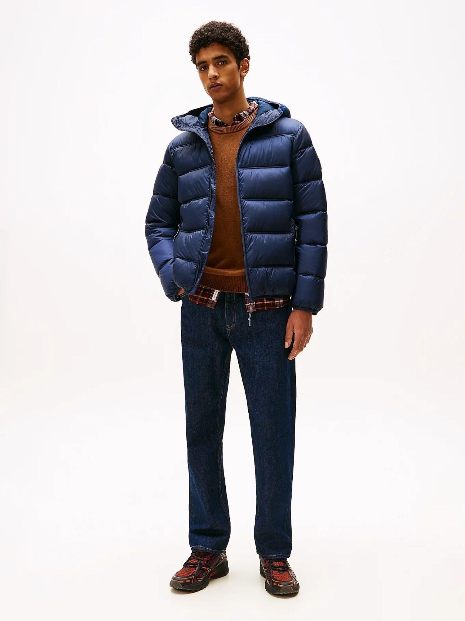 Tommy Hilfiger Giubbino Imbottito con Cappuccio e Logo Uomo Dark Night Navy DM0DM22044 C1G TOMMY HILFIGER 
