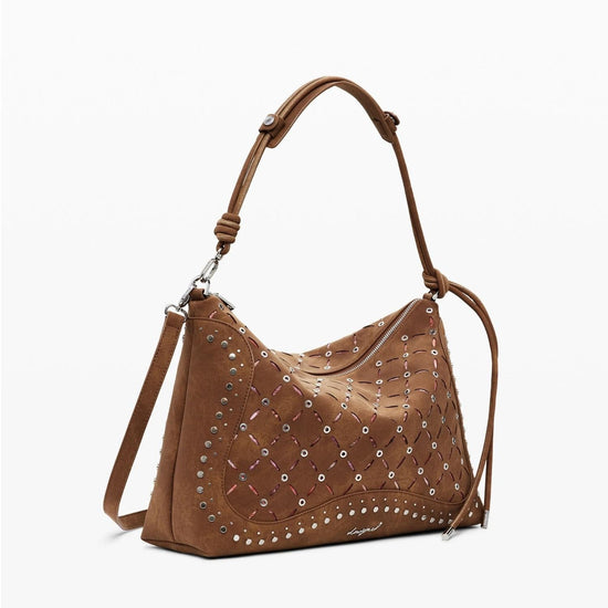 Desigual Borsa effetto pelle traforata media Donna Marrone 25WAXPB5 6011 DESIGUAL 