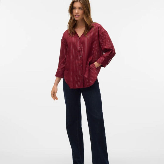 Vero Moda Camicia Donna Olla Maniche 3/4 Syrah Silver Lurex 10329382 Syrah VERO MODA 
