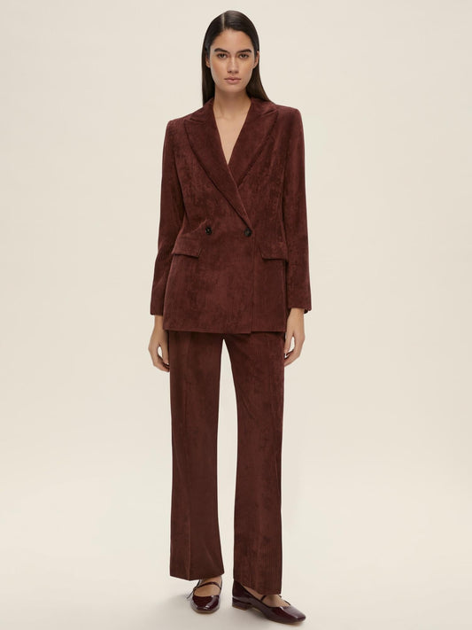 Emme Marella Women's Destino Bordeaux Velvet Straight Trousers