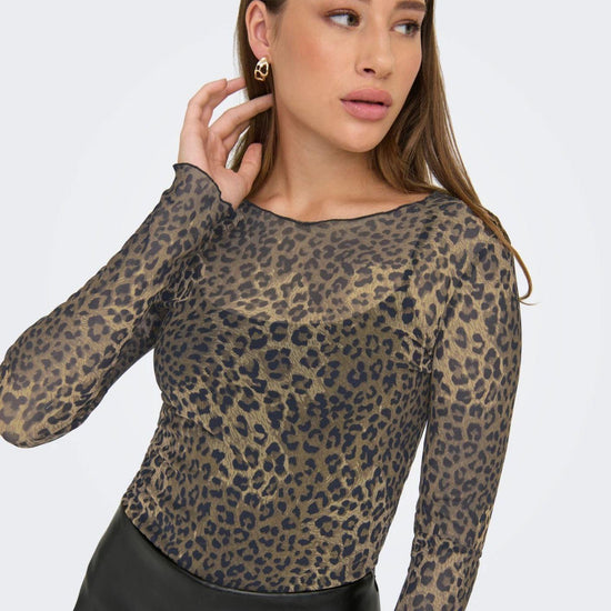 Jacqueline De Yong Top Donna Elsa Marrone Animalier 15356004 Chocolate Brown LEO JACQUELINE DE YONG 