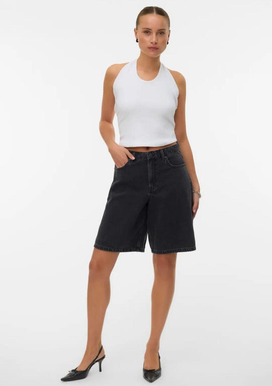 Vero Moda - Women's Black Denim Bermuda Shorts