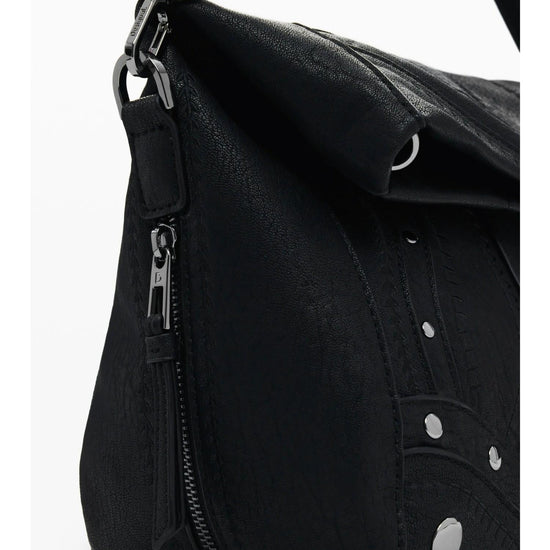 Desigual Borsa effetto pelle ricamata media Donna Nero 25WAXPAA 2000 DESIGUAL 