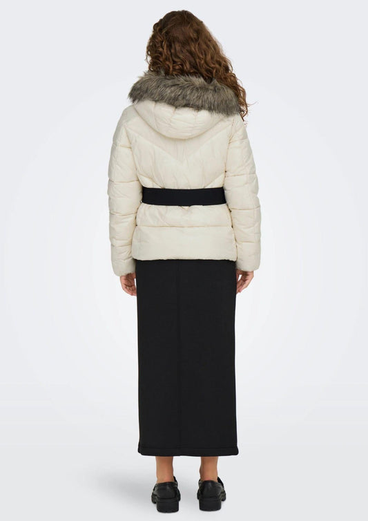 Only Women's Onlfever Winter Jacket White