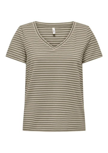 Only T-Shirt Donna Venus Verde e Grigio Betulla