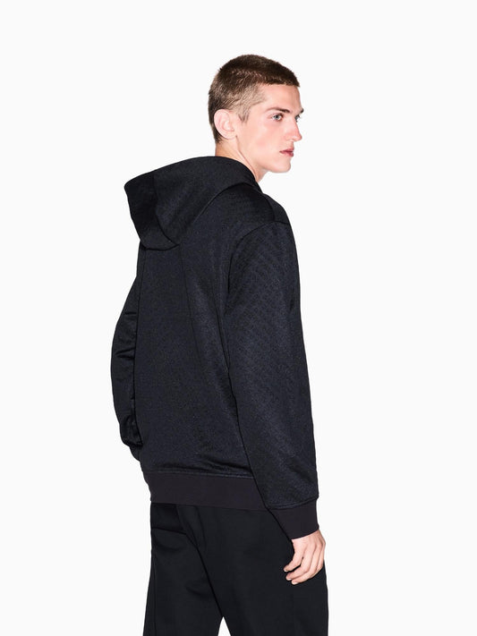 Felpa Uomo con cappuccio micro texture Nero