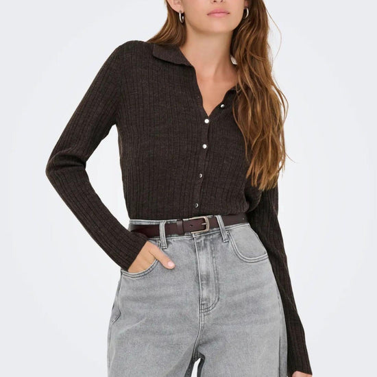 Cardigan Donna Only Thea Marrone 15353029 Chocolate Torte Melange ONLY 