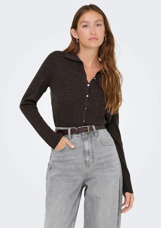 Cardigan Donna Only Thea Marrone 15353029 Chocolate Torte Melange ONLY 