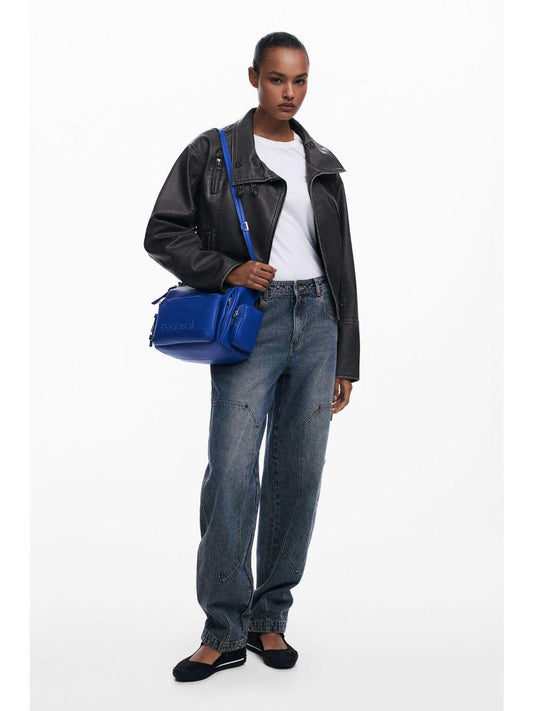 Borsa Desigual logo media Donna Blu