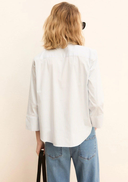 Emme Marella Women's Emmadorno White Light Blue Striped Shirt