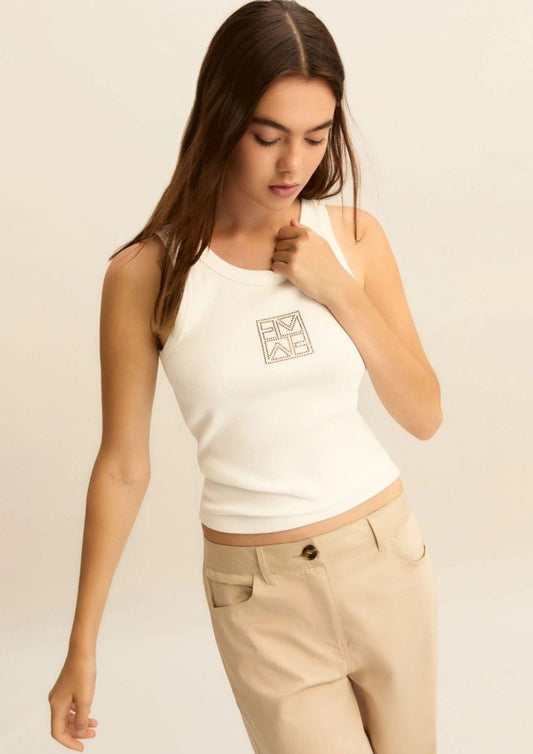 Emme Marella Women's Emmsesamo Camisole White and Dark Brown