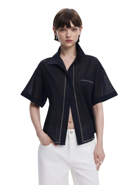 Camicia a maniche corte Donna Nero