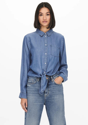 Jacqueline De Yong - Camicia Donna Jasper Blu Medio Denim