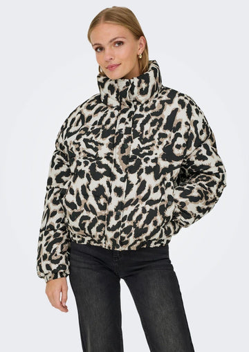 Jacqueline De Yong Giacca Invernale Donna Moon Beige Animalier
