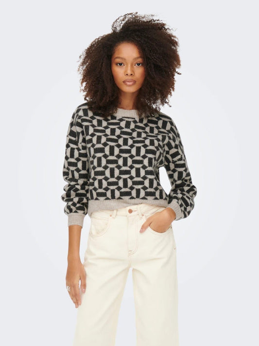 Only ONLGEO Maglione Donna Grigio Oatmeal