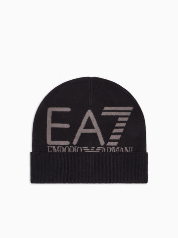 EA7 Emporio Armani Beanie Visibility con maxi logo EA7 Nero
