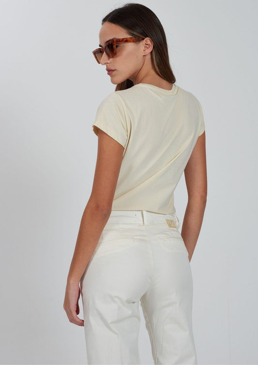 Yes Zee Women's Round Neck T-Shirt Chalk White