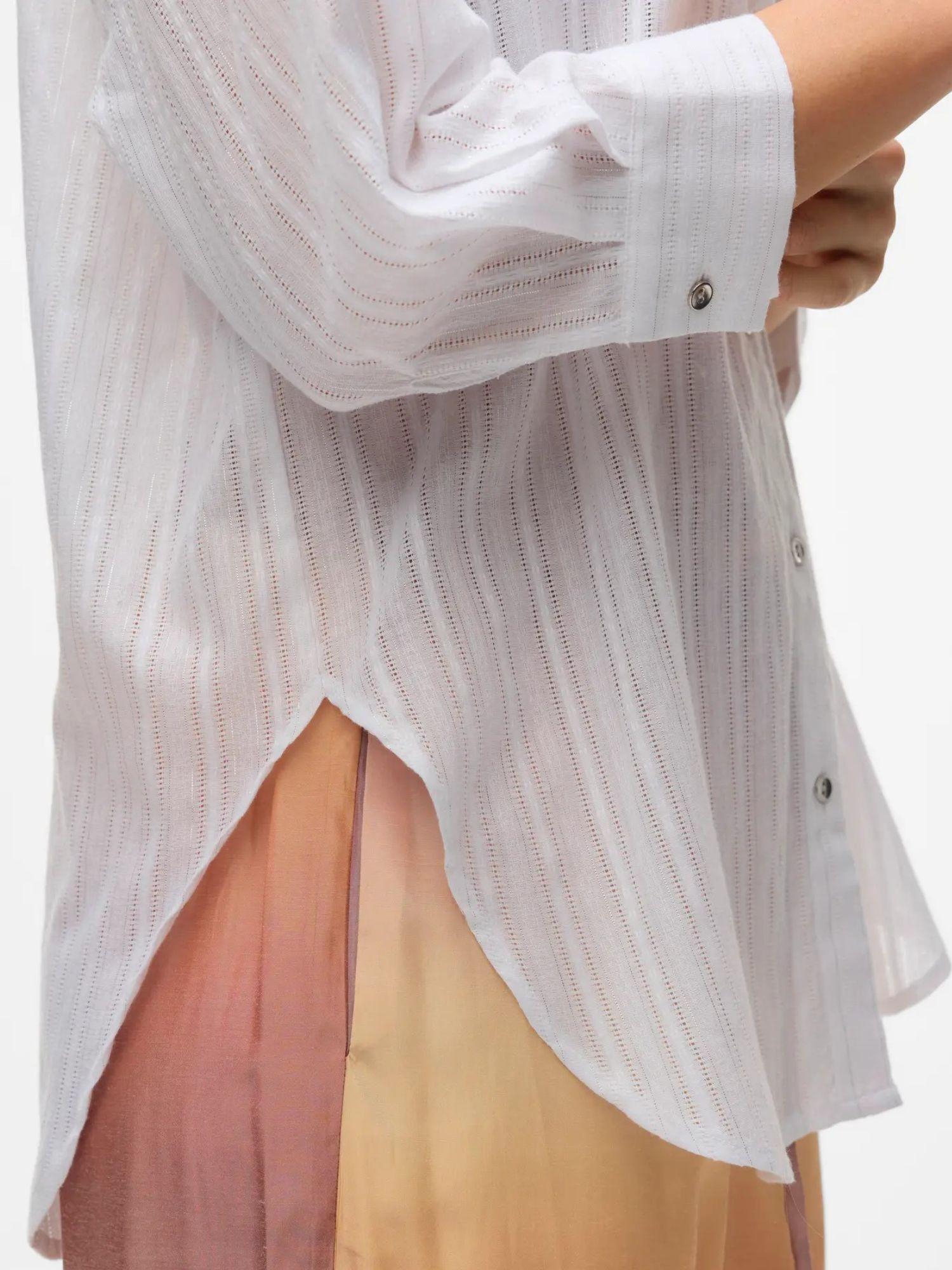 Vero Moda Camicia Donna VMOLLA Maniche 3/4 Bright White con Filo Lurex Argento 10329382 Bright White VERO MODA 