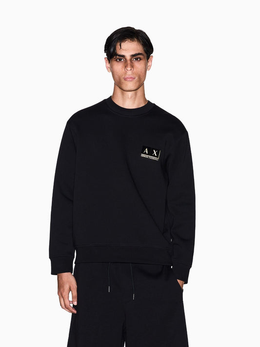 Felpa Uomo Nera Girocollo in Cotone