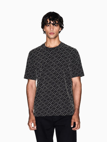 T-shirt Uomo regular fit logo allover Nero