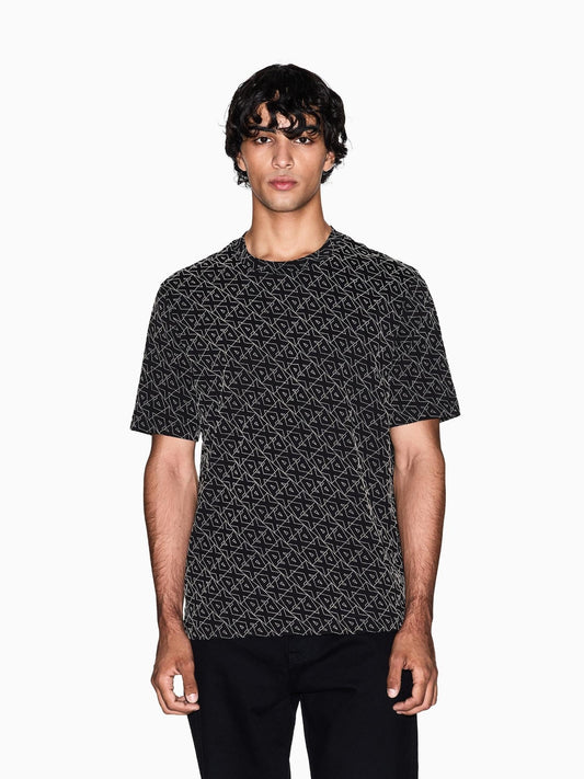 T-shirt Uomo regular fit logo allover Nero