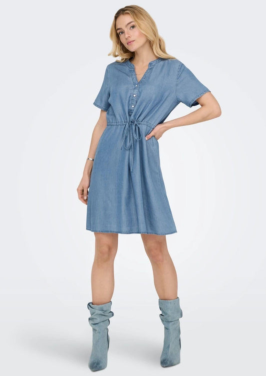 Jacqueline De Yong - Vestito Donna Jasper Blu Denim Medio