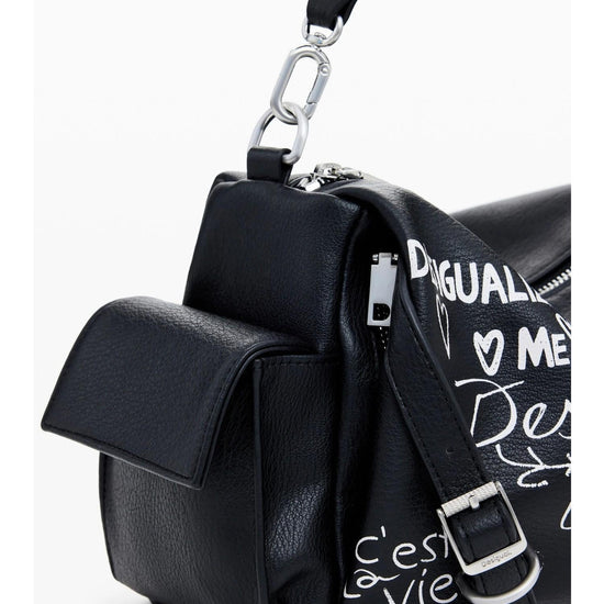 Desigual Borsa bowling effetto pelle lettere media Donna Nero 25WAXPA6 2000 DESIGUAL 