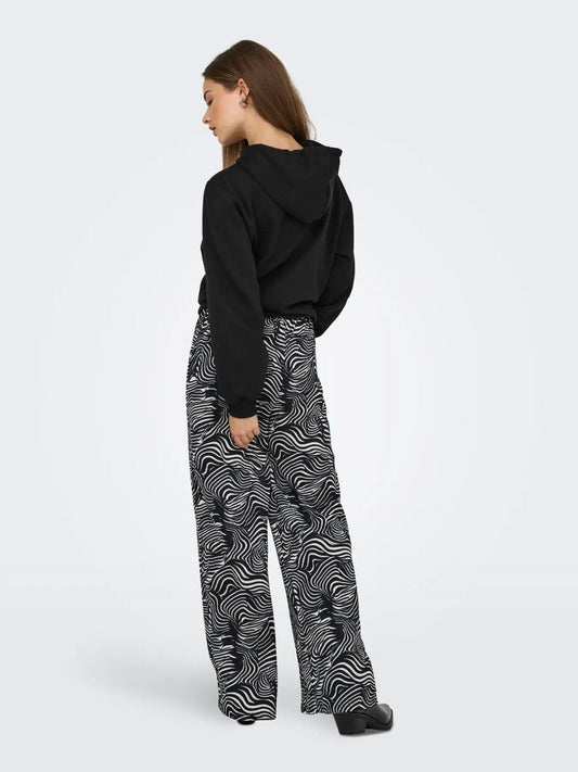 Jacqueline De Yong JDYDEBBIE Pantaloni Wide Fit Donna Nero WHITECAP GRAY GEO 15352943 Black WHITECAP GRAY GEO JACQUELINE DE YONG 