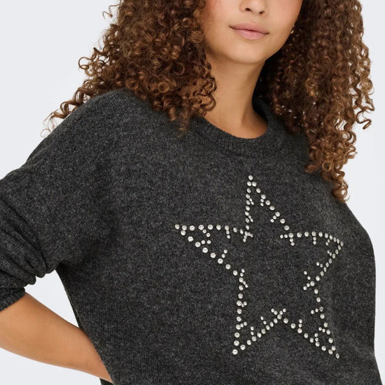 Pullover Donna Only Renata Grigio scuro 15353062 Dark Grey Melange Silver Bling ONLY 