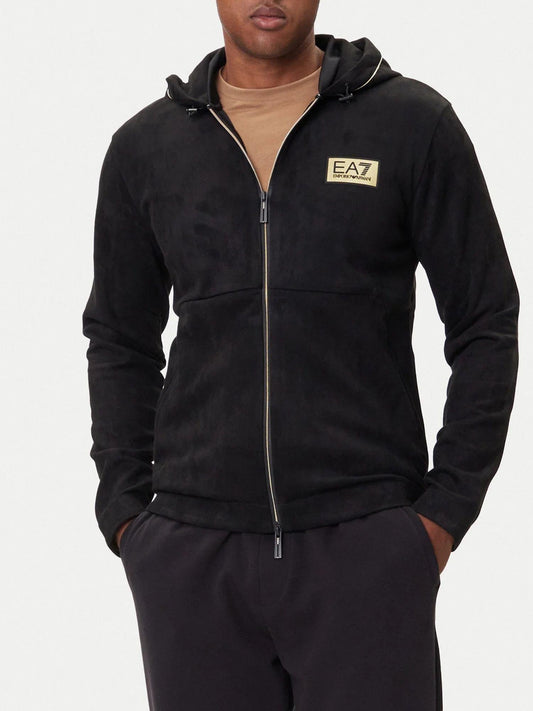 Felpa Uomo con cappuccio full zip Nero