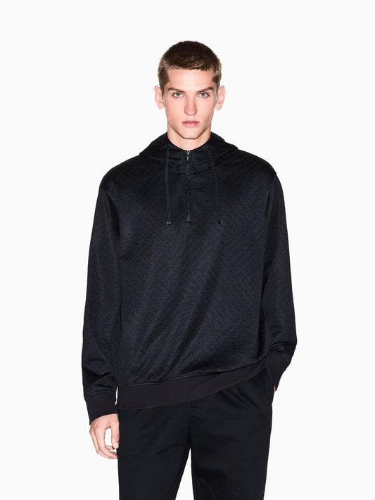 Felpa Uomo con cappuccio micro texture Nero