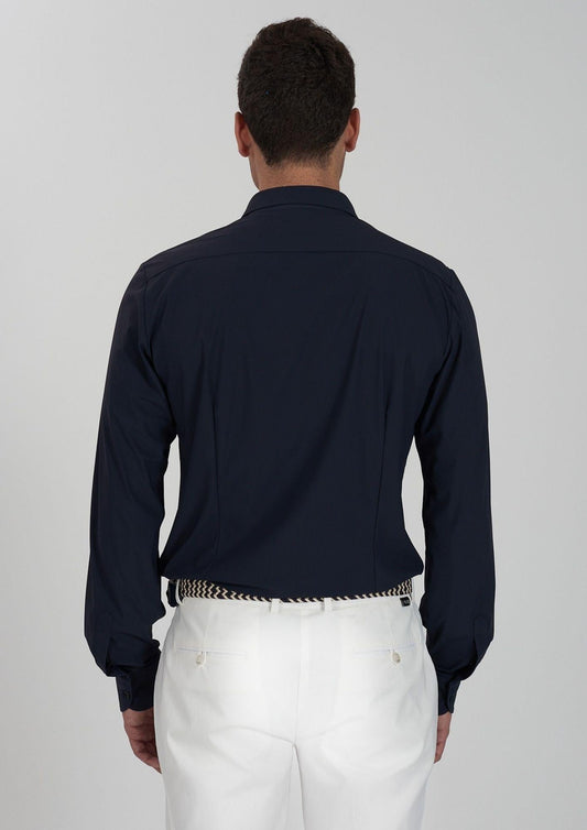 Yes Zee Camicia Uomo Collo Alla Francese Blu Navy