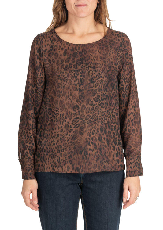 Blusa Donna Marrone Animalier