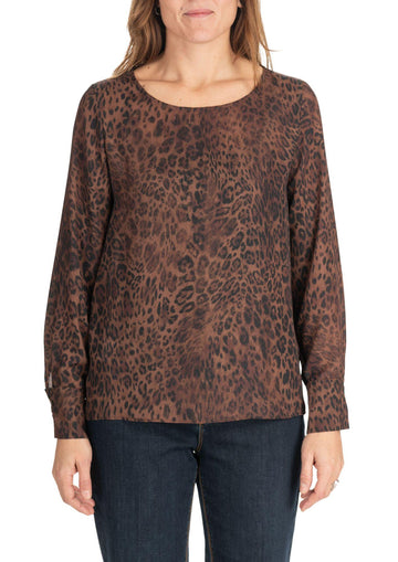 Blusa Donna Marrone Animalier